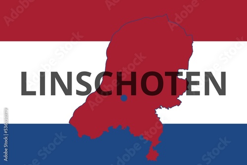 Linschoten: Illustration mit dem Namen der niederländischen Stadt Linschoten in der Provinz Utrecht photo