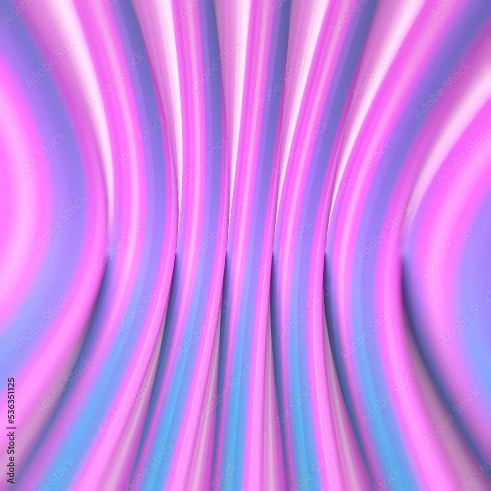 Fototapeta premium Abstract wavy background of twisted neon colored geometric shapes. 3d rendering digital illustration