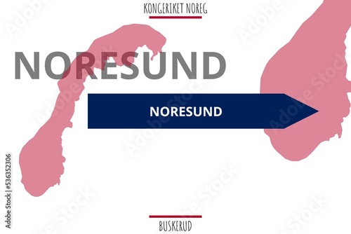 Noresund: Illustration mit dem Namen der norwegischen Stadt Noresund in der Provinz Buskerud photo