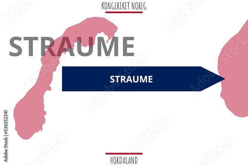 Straume: Illustration mit dem Namen der norwegischen Stadt Straume in der Provinz Hordaland photo