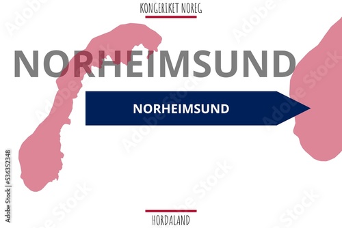 Norheimsund: Illustration mit dem Namen der norwegischen Stadt Norheimsund in der Provinz Hordaland photo