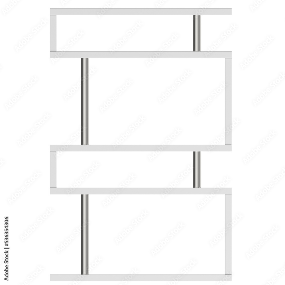 3d rendering illustration of a white bookshelf 3d rendering illustration of a white bookshelf