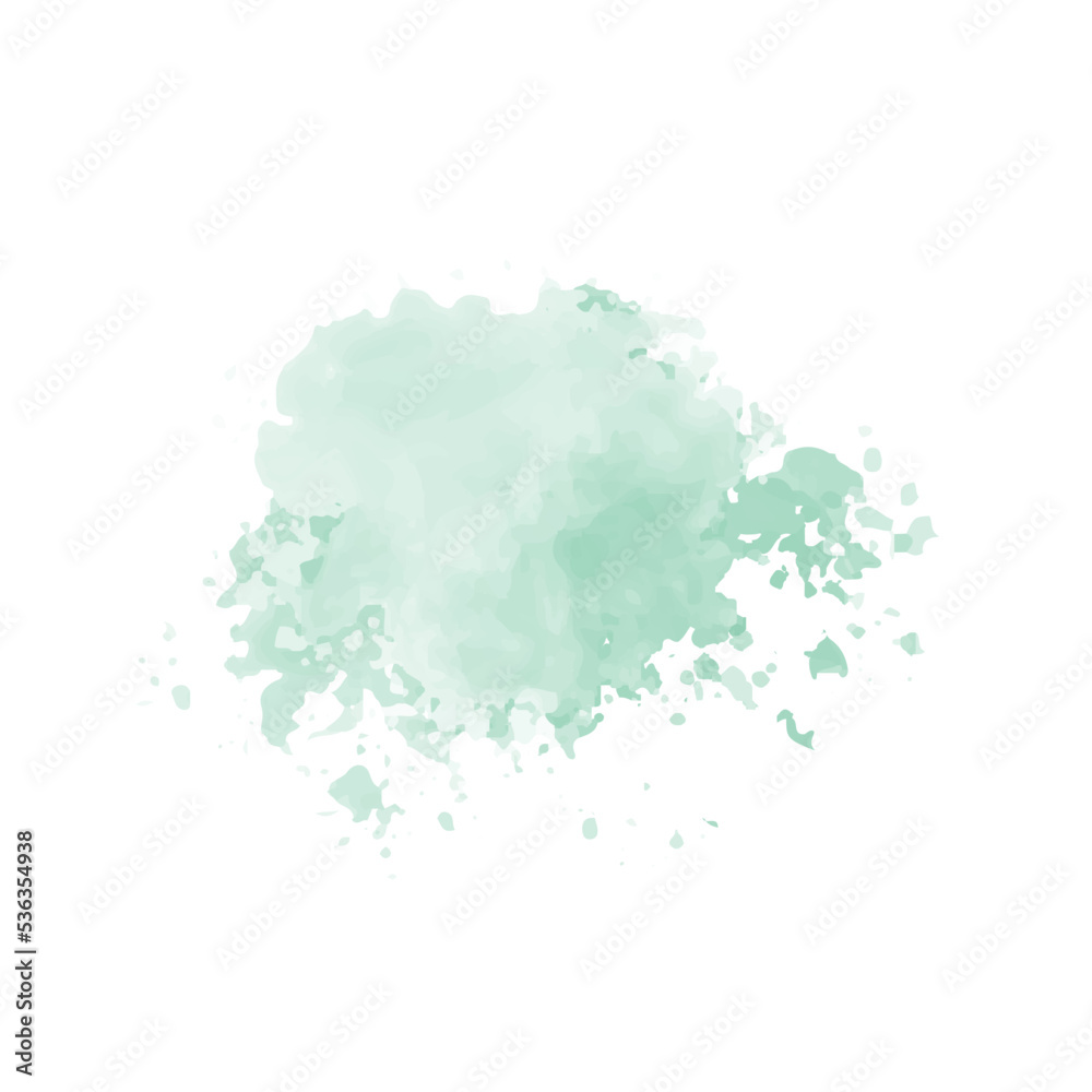 Abstract mint green watercolor water splash on a white background ...