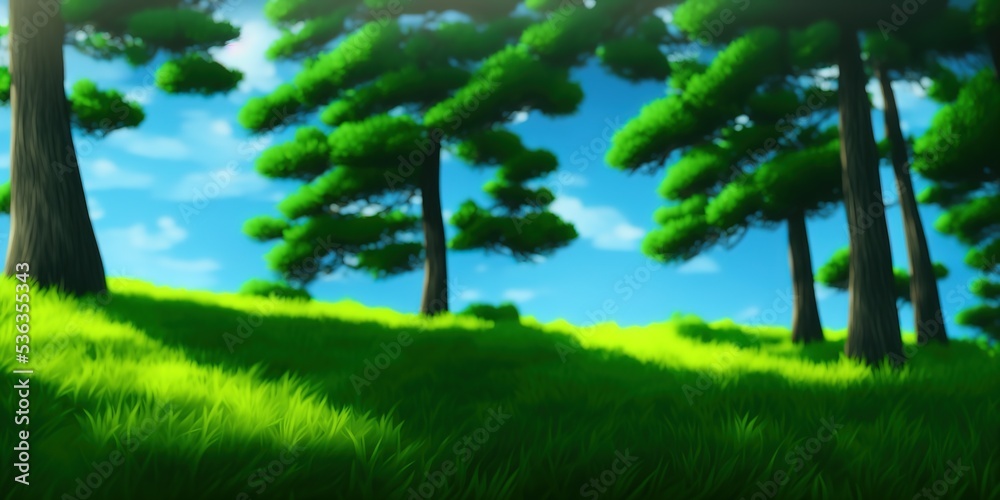 Obraz premium Coastal pine tree woods background. High quality Illustration
