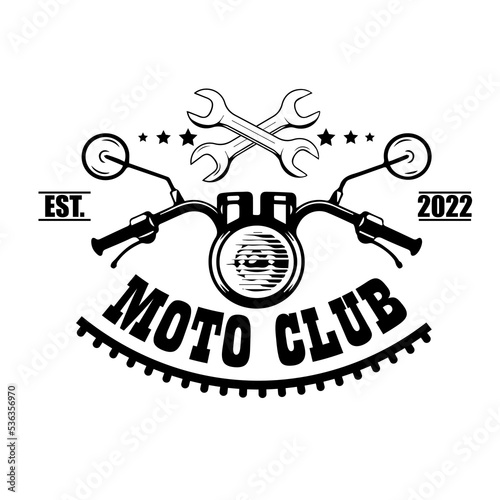 Trendy vintage motorcycle logo in vector format. Motorbike sticker.