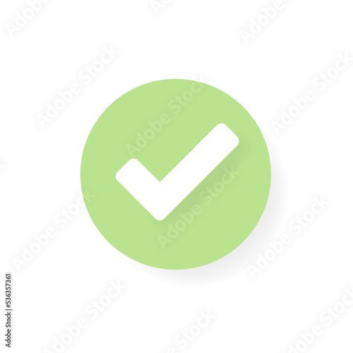 Check mark green vector icon illustration isolated on white background. Simple brush design. Trendy flat, symbol, sign for: infographic, logo, mobile, app, banner, web design, dev, ui, ux, gui. EPS 10