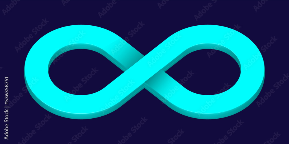 Mint 3D Infinity Symbol on Dark Blue Background. Endless Vector Logo Design. Concept of infinity for your web site design, logo, app, UI. EPS10. Mint 3D Infinity Symbol on Dark Blue Background. Endless Vector Logo Design. Concept of infinity for your web site design, logo, app, UI. EPS10.