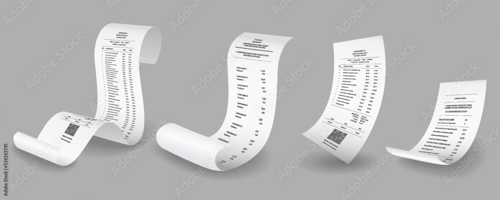 Foto Payment check and receipts with shadows