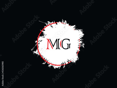 New Typography MG m g Logo Letter With Brush and Circle Design For All Kind Of Use