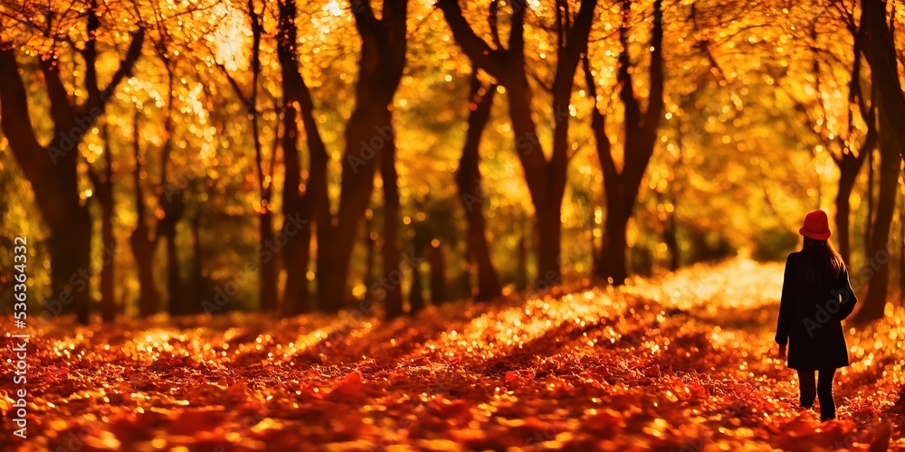 Φωτογραφία Young hipster millennials woman in a coat and hat in autumn nature