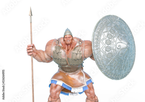 goliath is ready for war in white background photo