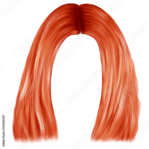 Red woman hair isolated 