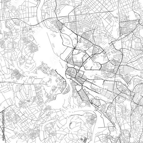 Area map of Mannheim Germany with white background and black roads