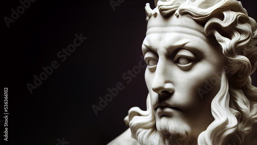 3D illustration of a Renaissance marble statue of Pan. He is the God of nature  the forest  and the wild. Pan in Greek mythology  known as Faunus in Roman mythology.