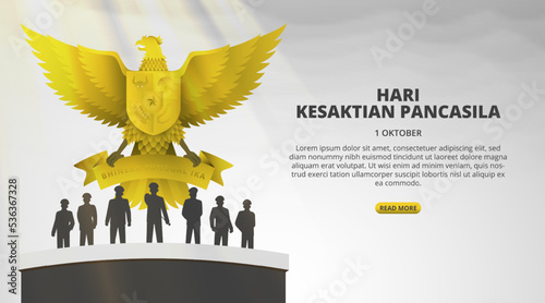 Pancasila Sanctity Day background with a Garuda Pancasila and statues of army photo