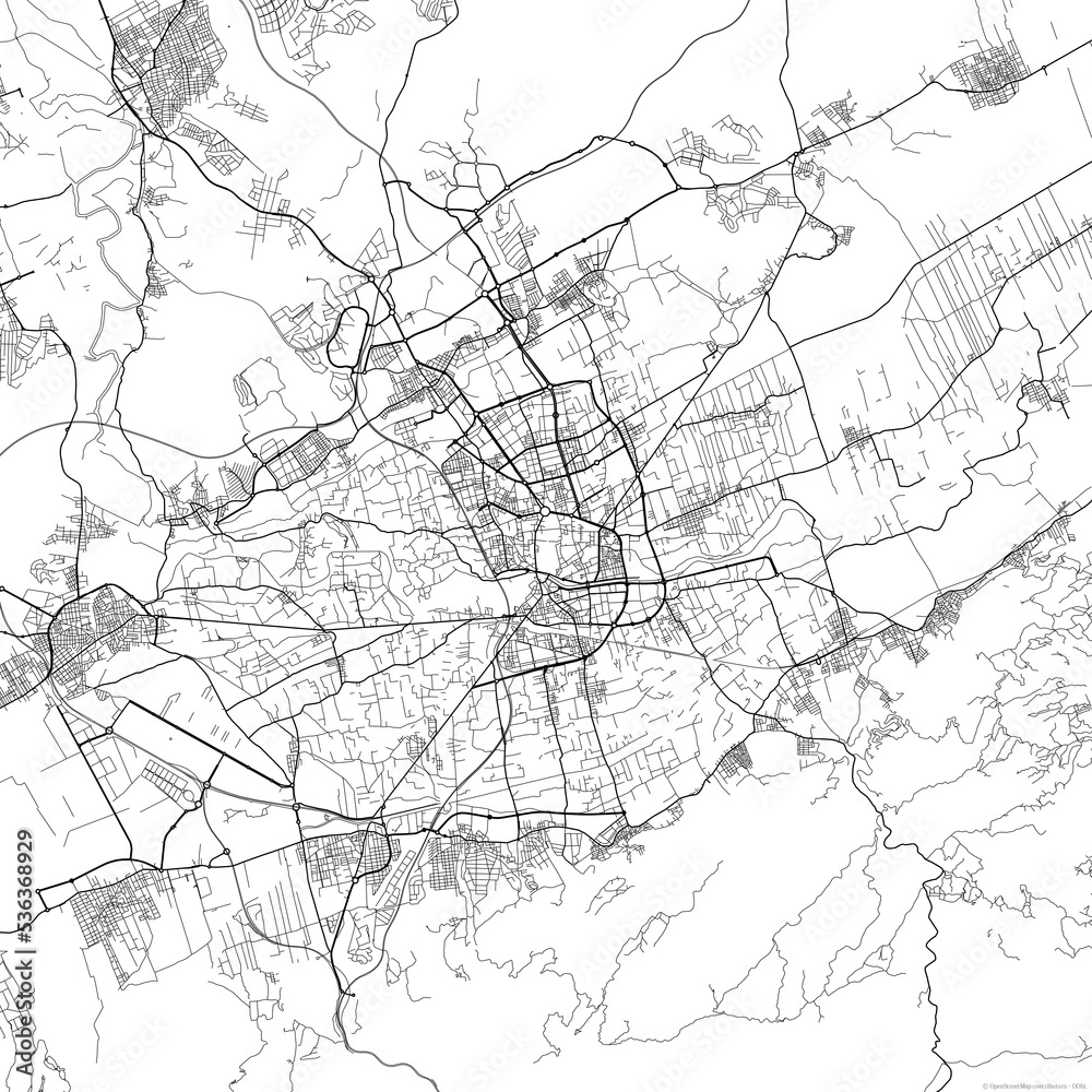 Fototapeta premium Area map of Murcia Spain with white background and black roads