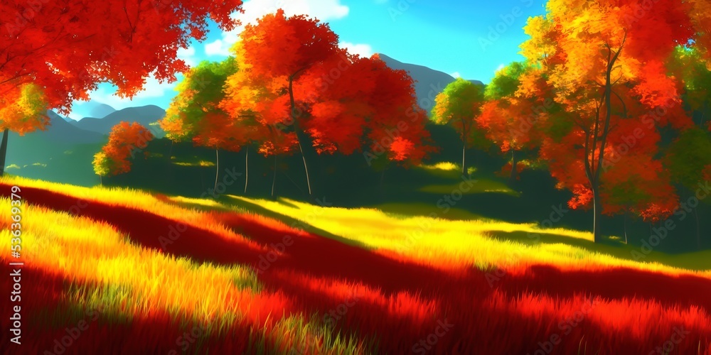 Epic vibrant colorful Autumn landscape image of Dodd Woods in Lake District. High quality Illustration