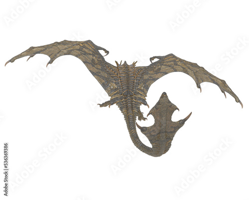 dragon is attacking on white background rear view © DM7