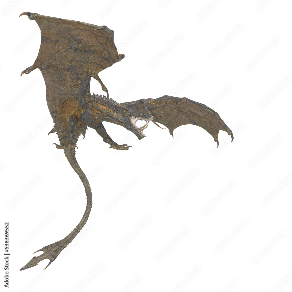 dragon is threatening on white background side view dragon is threatening on white background side view