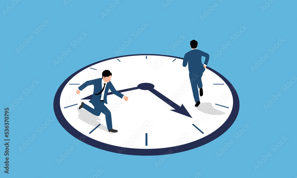 時間と労働のイメージイラスト、時計とビジネスマン、ベクター Stock Vector Adobe Stock