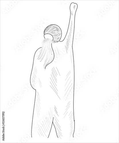 a woman opposes the obligation to wear a headscarf. She takes off her headscarf and holds it in her hand. women's rights, women's equality protest to iranian government