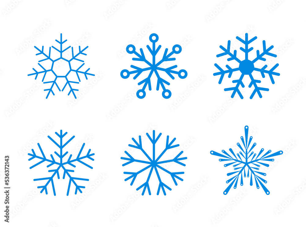 Blue set of snowflakes. Christmas symbols. Blue set of snowflakes. Christmas symbols.