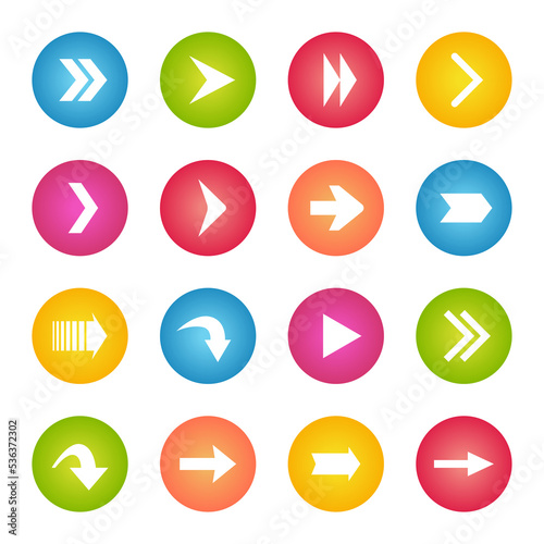 Set of colorful arrows icons.