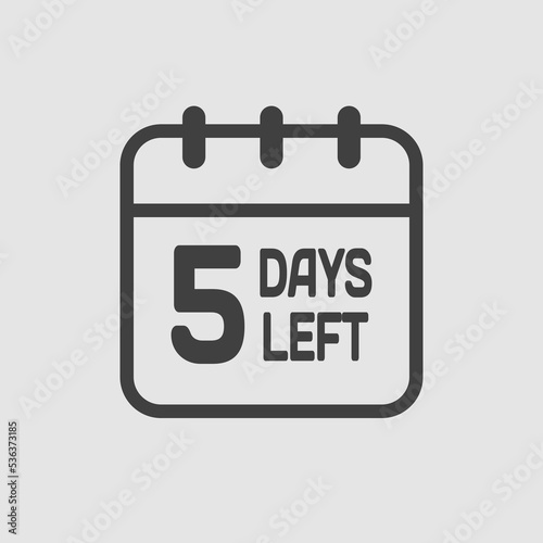 Countdown daily page calendar icon - 5 days left