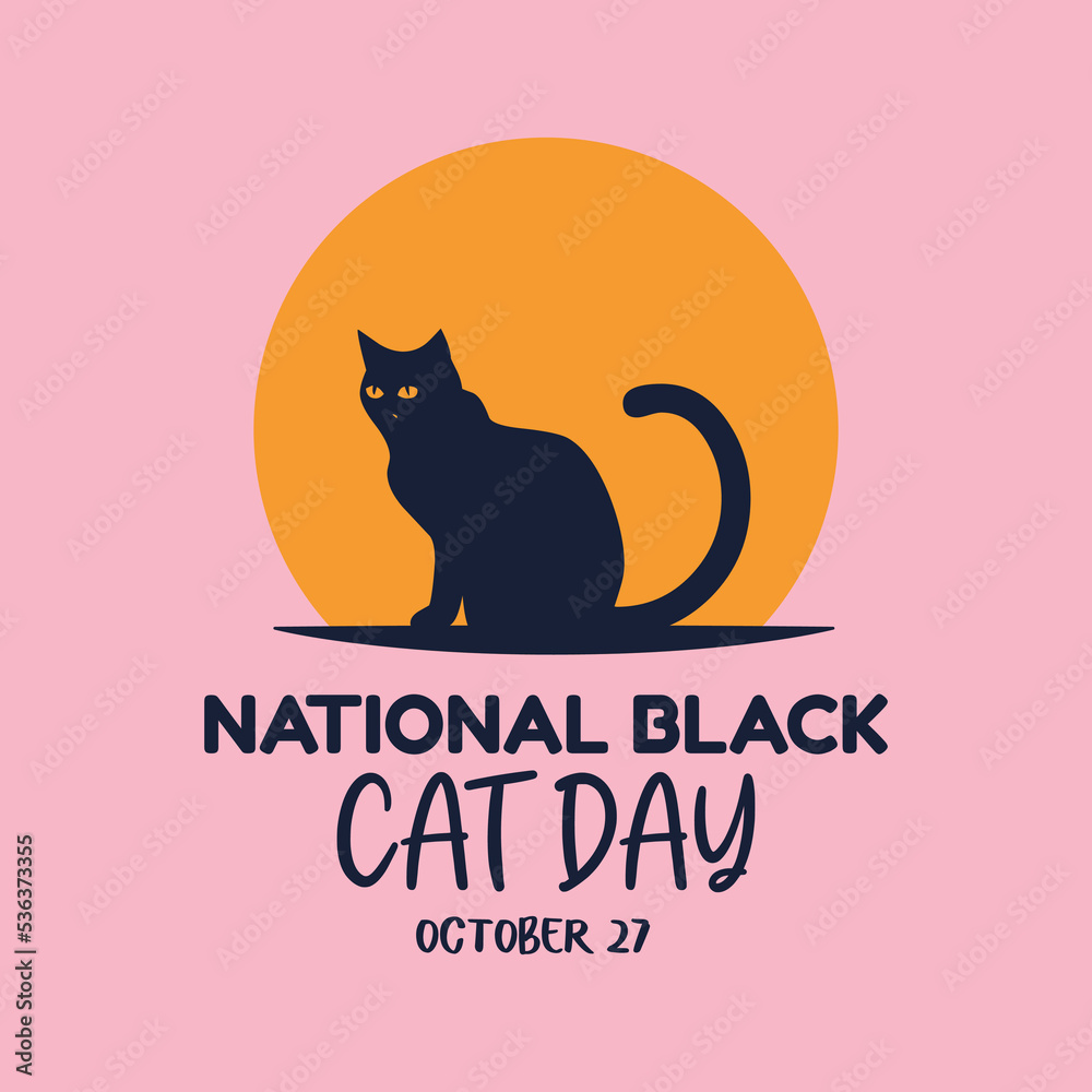 National Black Cat Day poster design concept, silhouette cat with typography hand lettering banner, use for a background. National Black Cat Day poster design concept, silhouette cat with typography hand lettering banner, use for a background.
