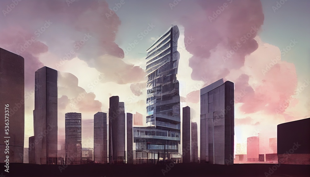 Fototapeta premium city skyline at sunset