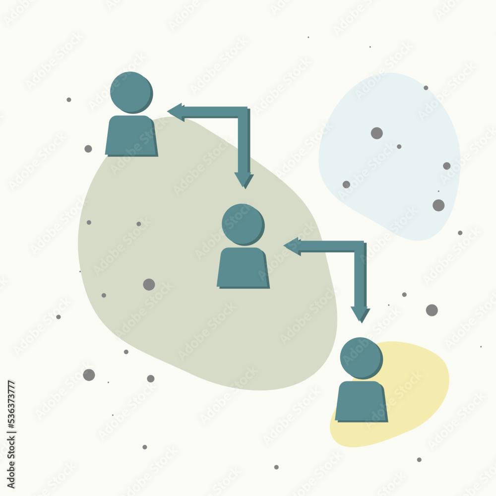 Fotografie Vector icon business man with arrow on multicolored background.