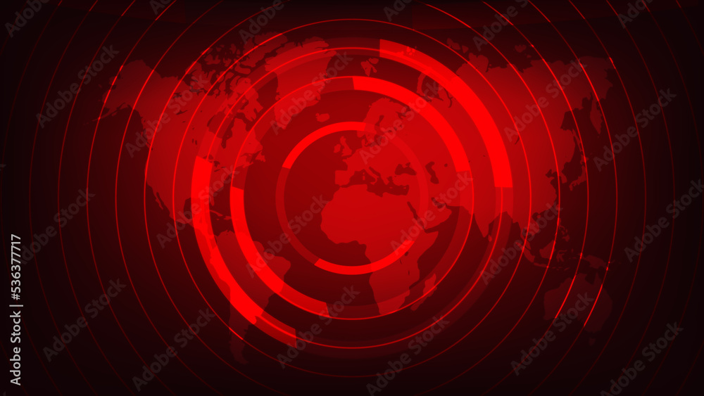 Fototapeta premium red alarming color and world map background. 