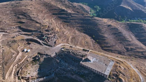 Aerial view from a drone of the Roman site of Augusta Bilbilis. Huérmeda. Saragossa. Aragon. Spain. Europe photo