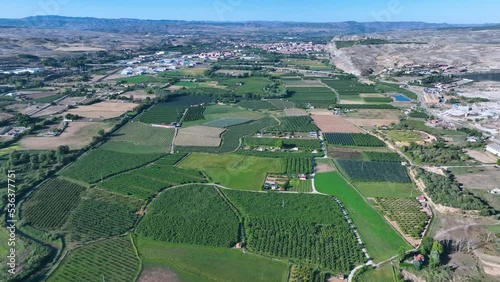 Vega in Calatayud. Aerial view from a drone of the Roman site of Augusta Bilbilis. Wet. Saragossa. Aragon. Spain. Europe photo