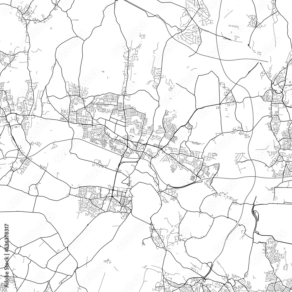 Area map of Slough United Kingdom with white background and black roads Area map of Slough United Kingdom with white background and black roads