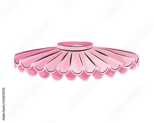 Ballet accessorie. Part of pink ballet dress or tutu skirt. Vector hand drawn sketch style object