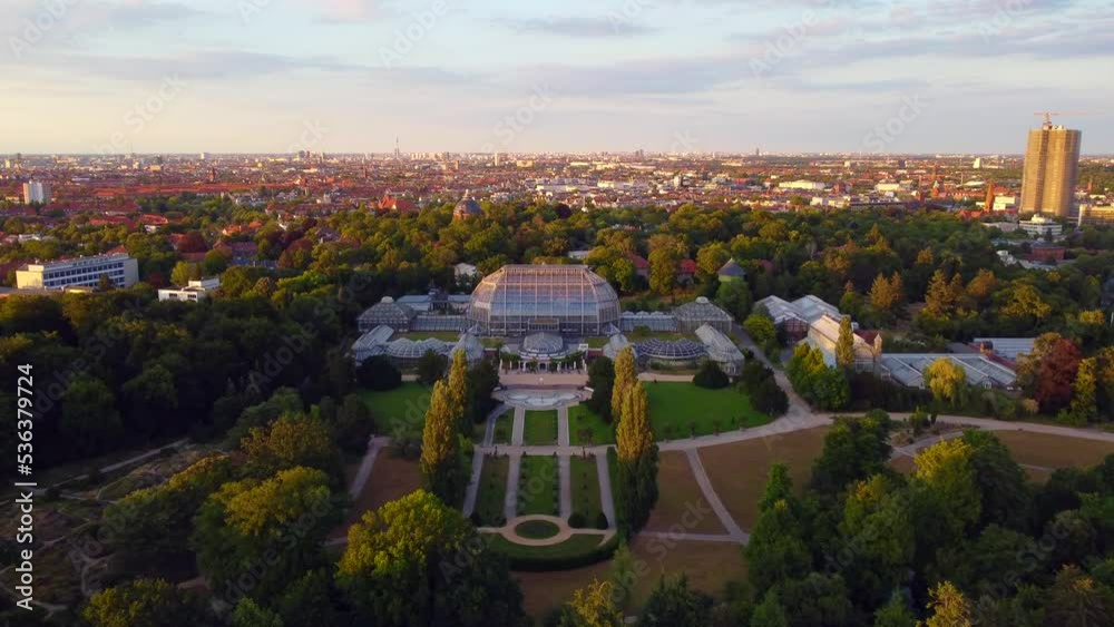 glasshouses greenhouses buildings. Great aerial view flight 