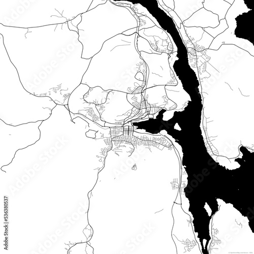 Area map of Sundsvall Sweden with white background and black roads