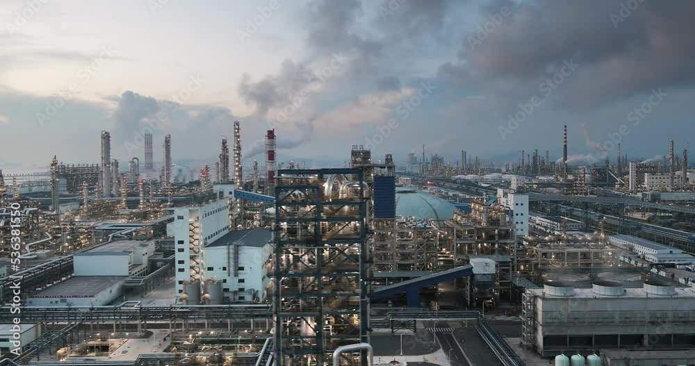 aerial view of chemical factory in field aerial view of chemical factory in field