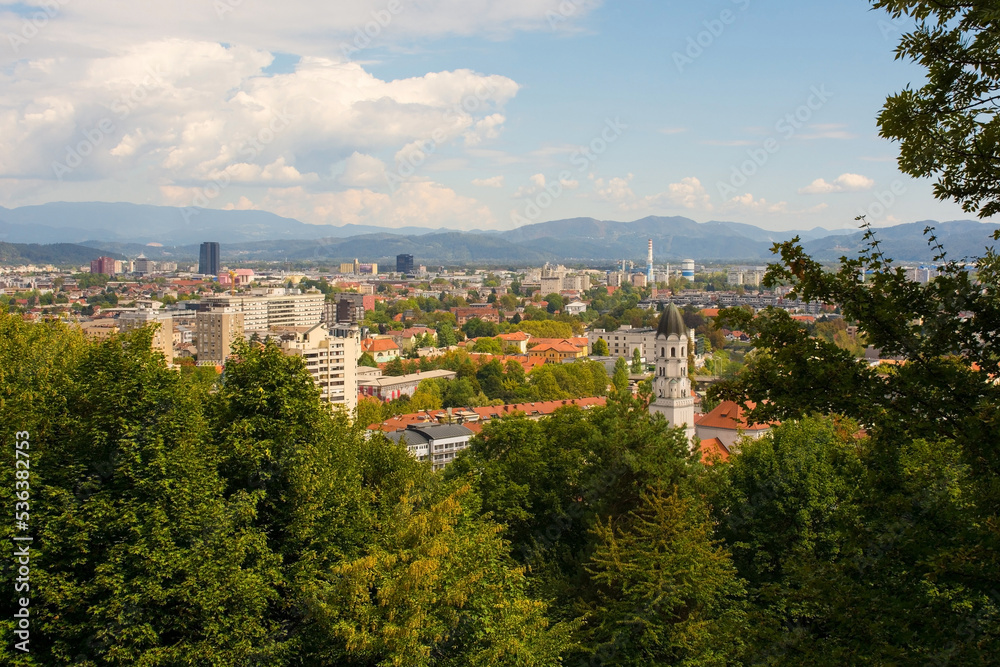 The city of Ljubljana in central Slovenia viewed from Castle Hill
