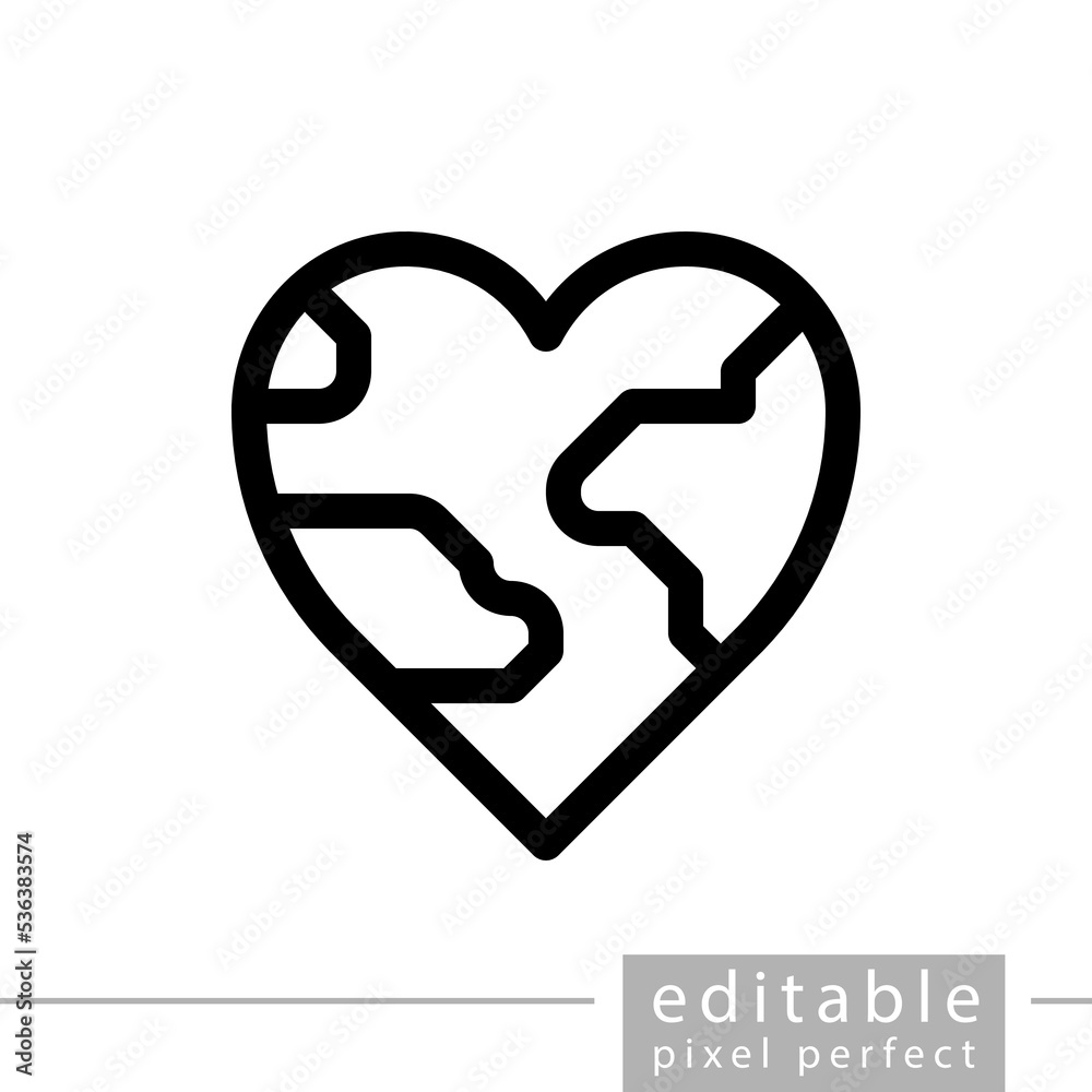 earth, heart, editable, pixel perfect icon earth, heart, editable, pixel perfect icon