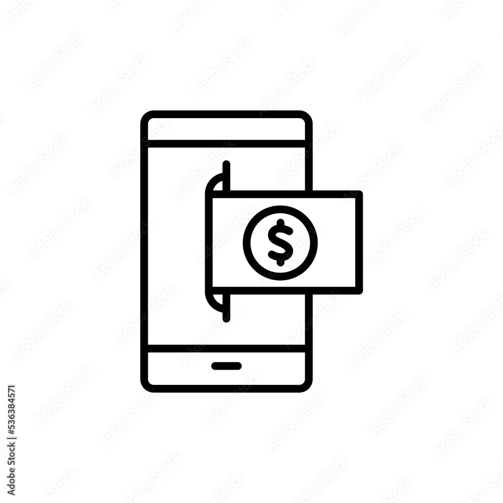 Payment with smartphone line icon. Simple element illustration. Payment with smartphone concept outline symbol design. Payment with smartphone line icon. Simple element illustration. Payment with smartphone concept outline symbol design.