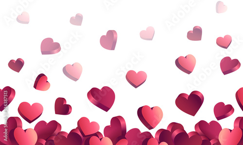Red 3d hearts floating web buttons isolated on transparent background. Like icons for live stream video chat. 