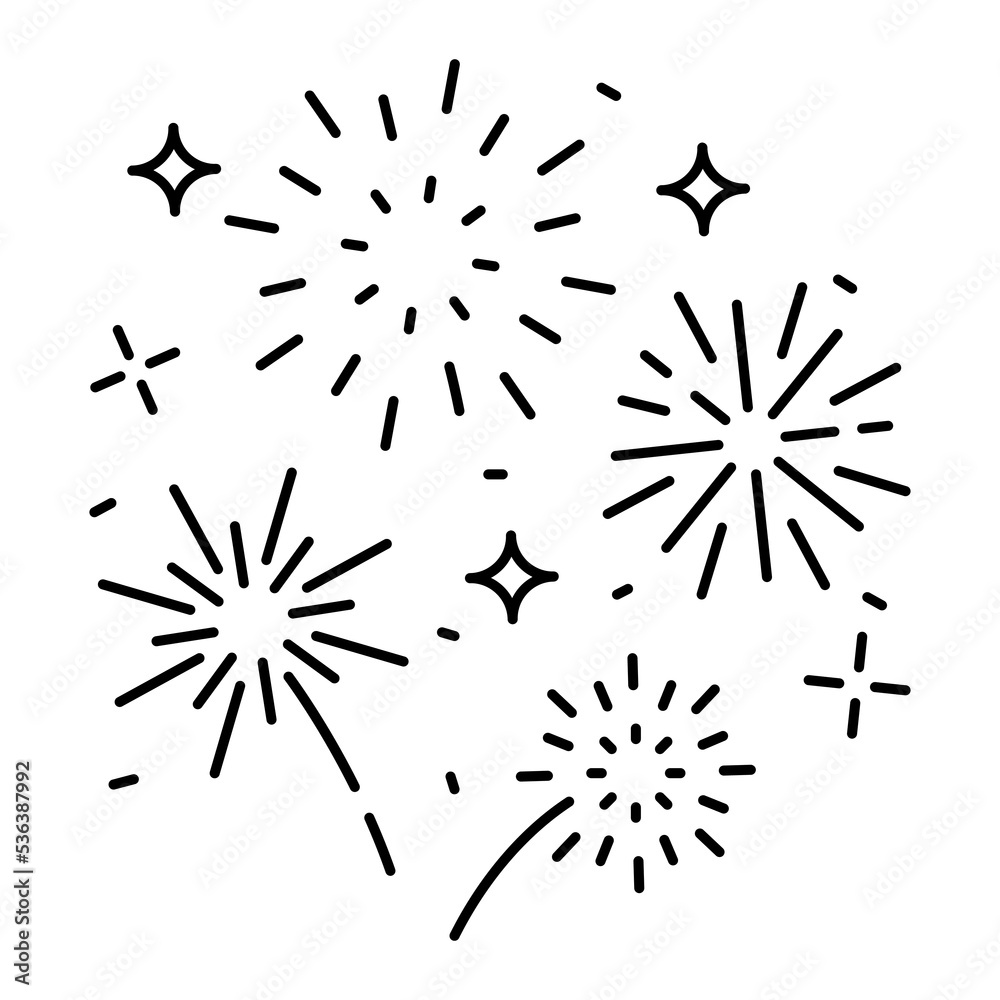 Obraz premium Fireworks line icon, outline vector sign, linear pictogram isolated on white. logo illustration. New year, christmas and celebration carnival. Happy new year