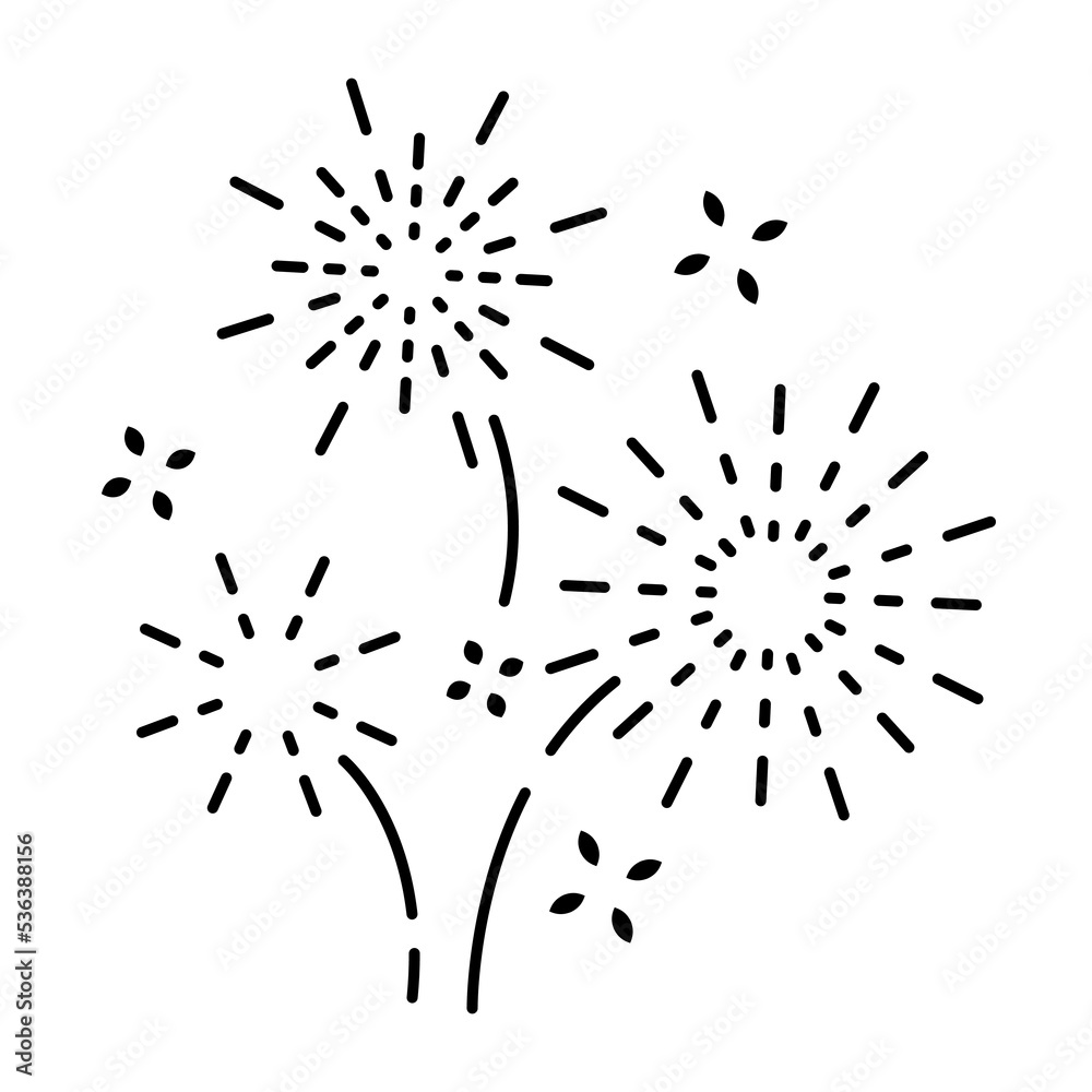 Obraz premium Fireworks line icon, outline vector sign, linear pictogram isolated on white. logo illustration. New year, christmas and celebration carnival. Happy new year