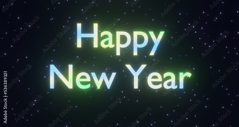 3d render of neon lighting new year greeting card