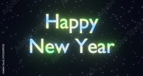 3d render of neon lighting new year greeting card