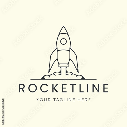 rocket line art logo vector template illustration design