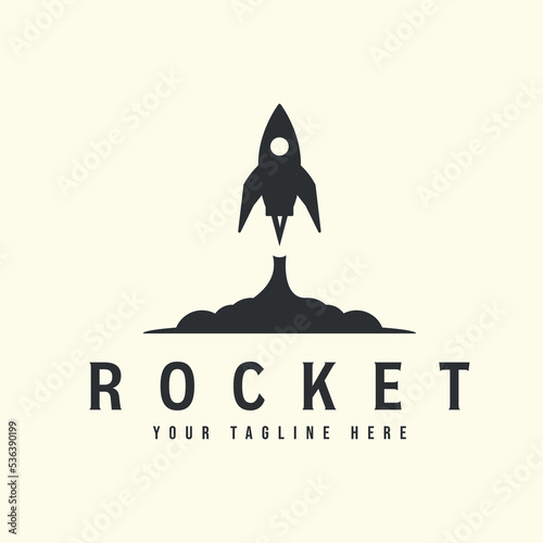 rocket vintage logo vector template illustration design. space logo concept