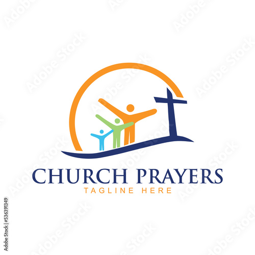Prayer Church Cross Logo Template